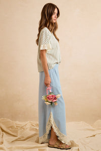 Wide Leg Crochet Lace with Tulip Hem Jeans