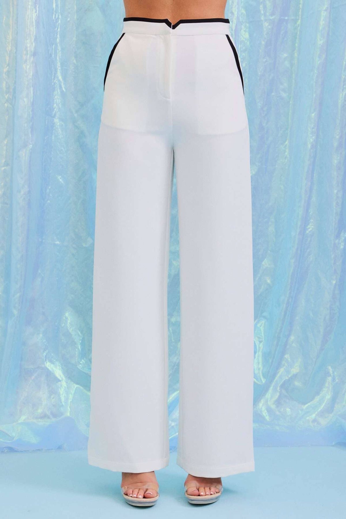 WOVEN VEST AND PANTS SET WITH CONTRAST DETAIL
