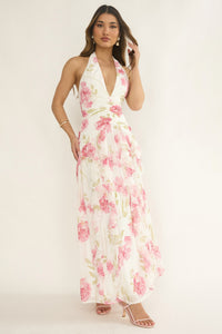 Halter Ruffle Elegance Maxi Dress