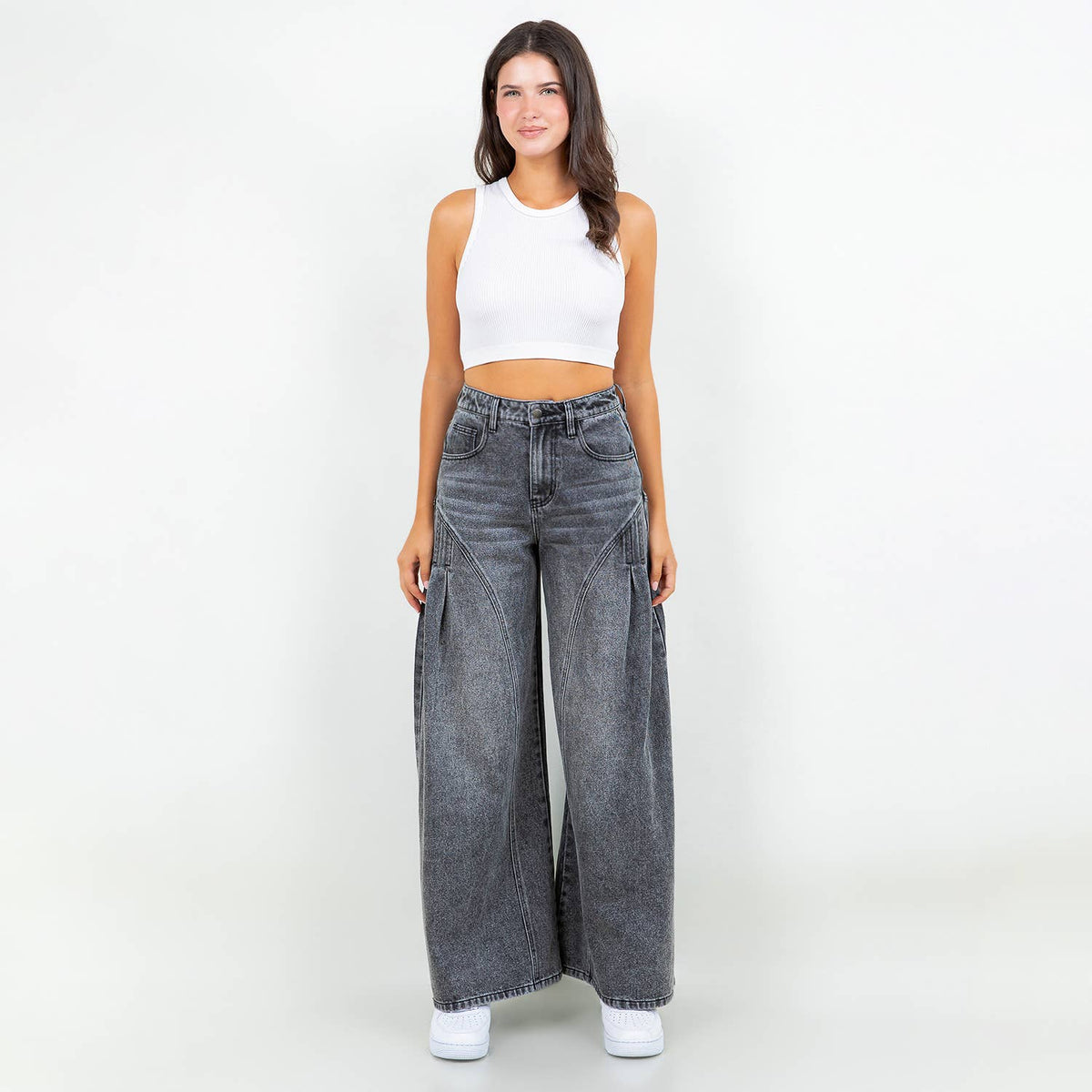 EXTRA WIDE LOOSE WASHED JEANS