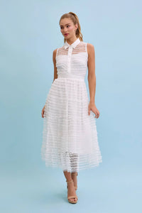 Make Me Sway Lace Sleeveless Midi Dress with Collar
