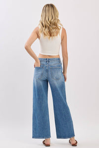 Mid Rise Comfort Relaxed Barrel Wide Leg Jeans
