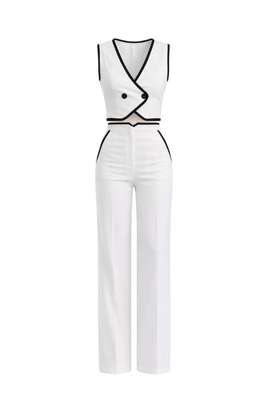 WOVEN VEST AND PANTS SET WITH CONTRAST DETAIL