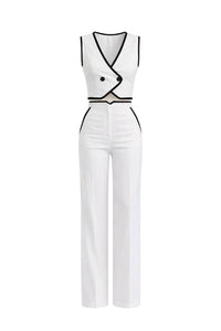 WOVEN VEST AND PANTS SET WITH CONTRAST DETAIL