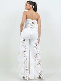 CORSET LACE TOP WITH FLARE CUTOUT LACE FLARE PANT PRIVILEGE