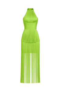 Halter Fringe Mini Dress