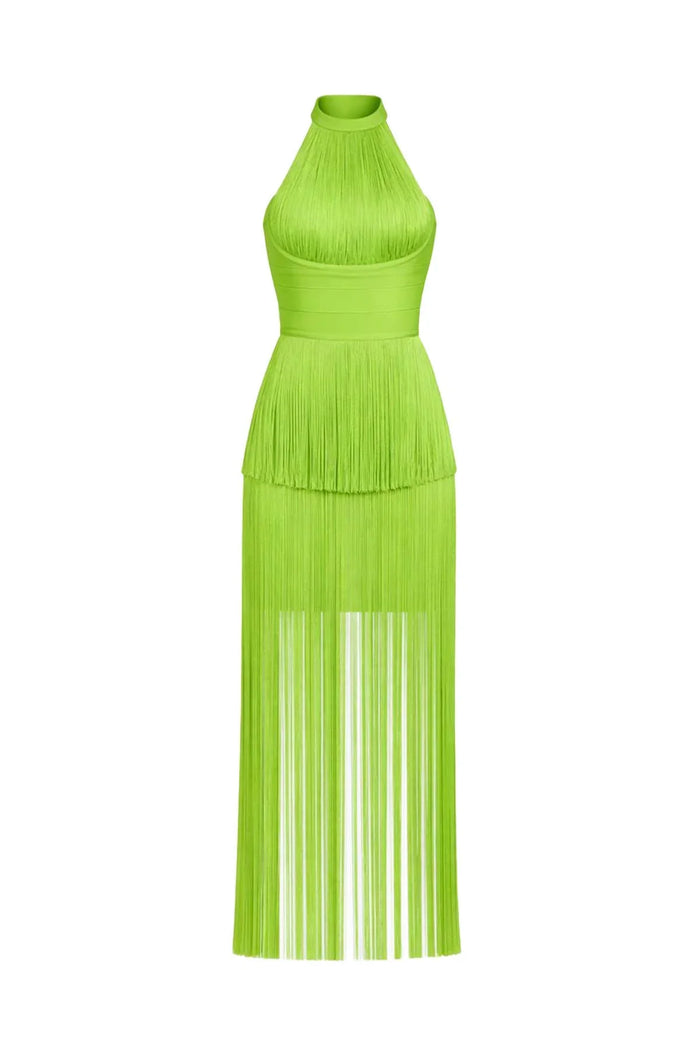 Halter Fringe Mini Dress