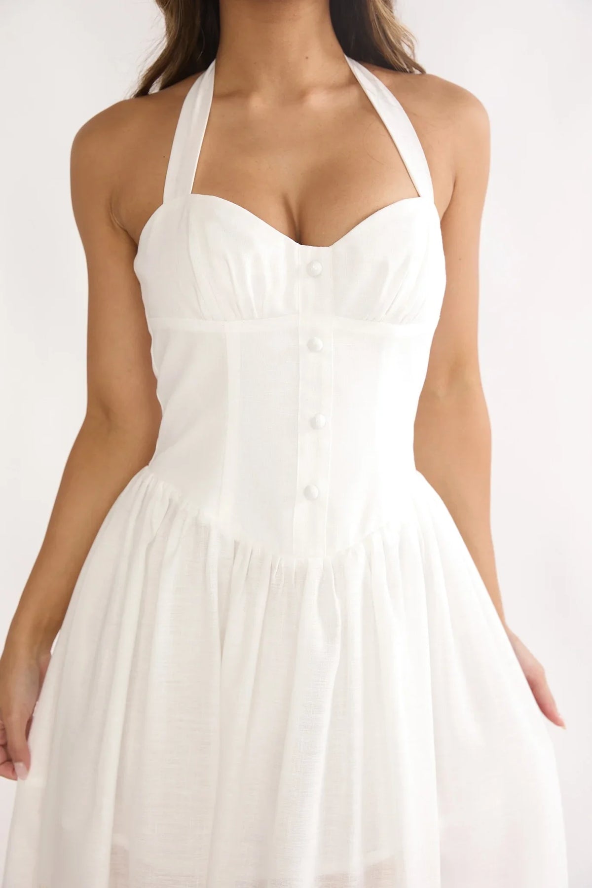 Sweetheart Halter Corset Floral Maxi Dress