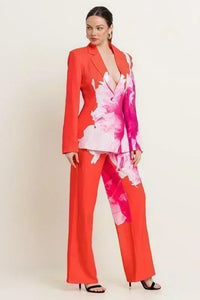 FLORAL BLAZER WITH PANT SET - PRIVILEGE 