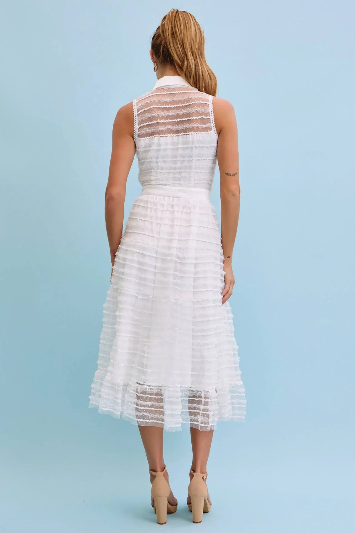 Make Me Sway Lace Sleeveless Midi Dress with Collar