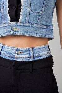 DENIM VEST WITH CARGO PANT TWO TONE SET PRIVILEGE
