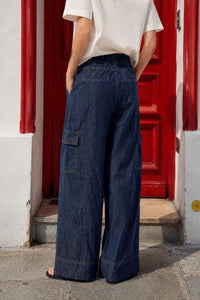 Wide-Leg Cargo Denim Jeans