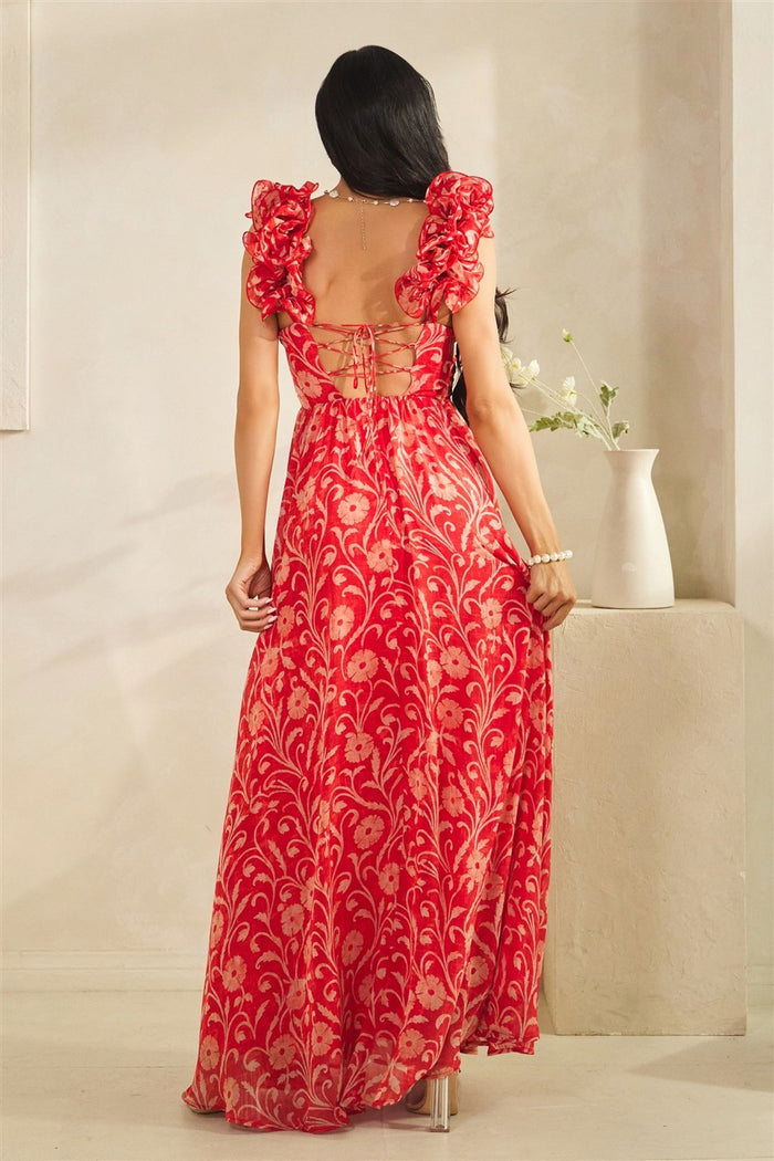 Ruffled Shoulder Maxi Dress DESIRE
