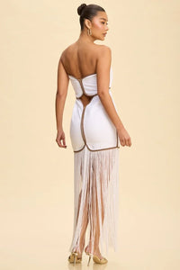 Fringe Linen Midi Dress
