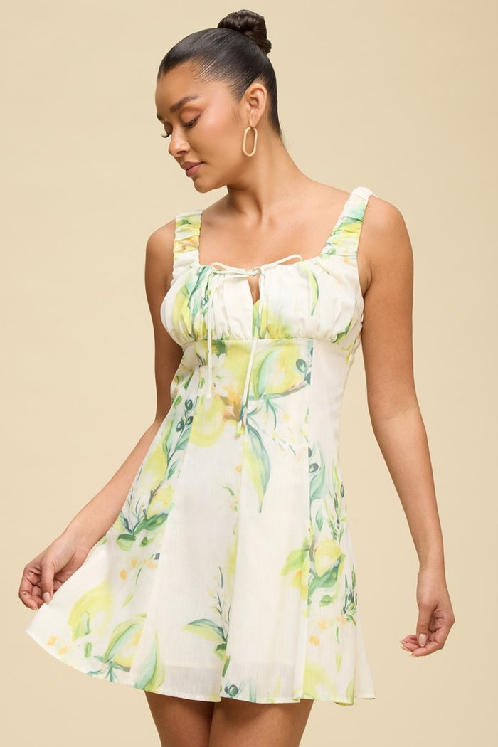 Woven Lemon Mini Dress