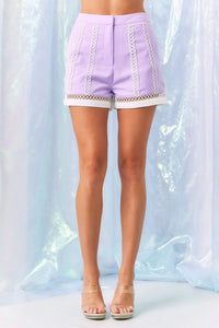 Woven Crop Shirt And Shorts Set With Embroidery