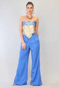PRINTED SCARF TOP AND PANTS SET - PRIVILEGE 