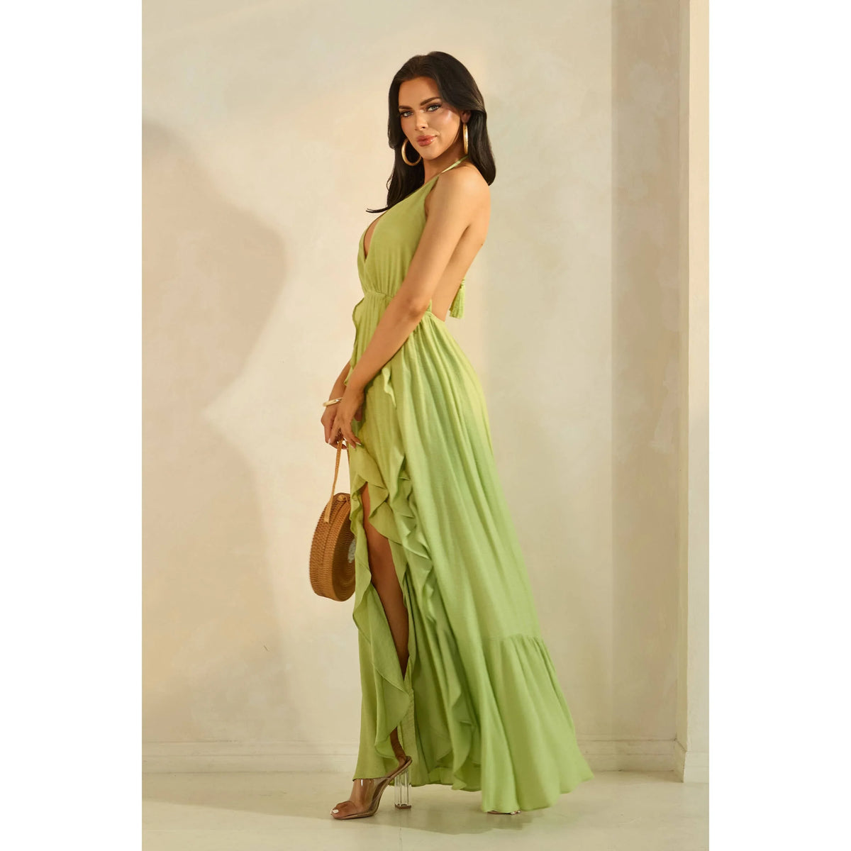 Vertical Ruffled Maxi Dress