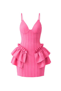 Bandage Mini Dress with Ruffle Detail