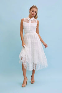Make Me Sway Lace Sleeveless Midi Dress with Collar