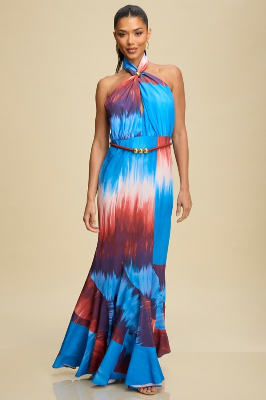 BLUE SWIRL MERMAID MAXI DRESS