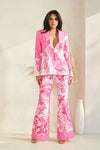 BIG FLOWER PRINT BLAZER FLARE PANT SET