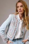 Embroidered Studded Denim Jacket