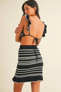 Ruffle Sweater Bralette Top & Skirt Set