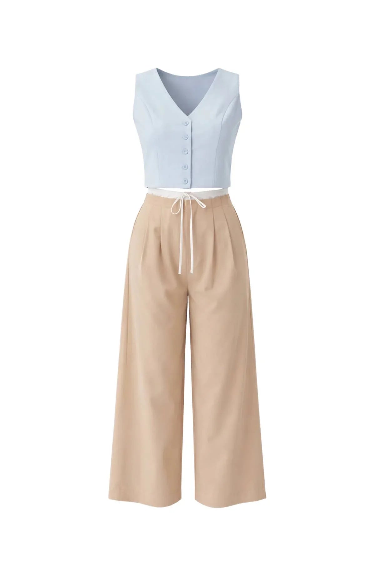 Ocean Woven Vest & Wide-leg Trouser Set