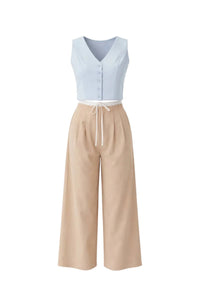 Ocean Woven Vest & Wide-leg Trouser Set