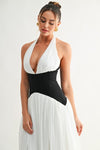Contrast Halter Maxi Dress PRIVILEGE