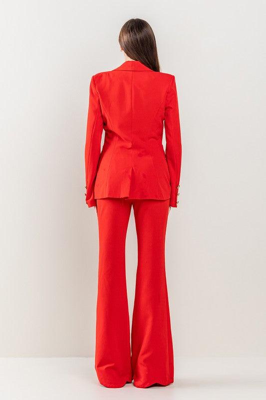 GOLD BTTON DETAIL 2 PC PANT SUIT FLARE LEG PRIVILEGE