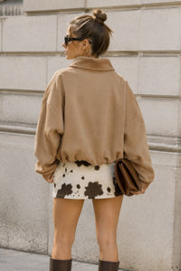 Faux Suede Bomber Jacket