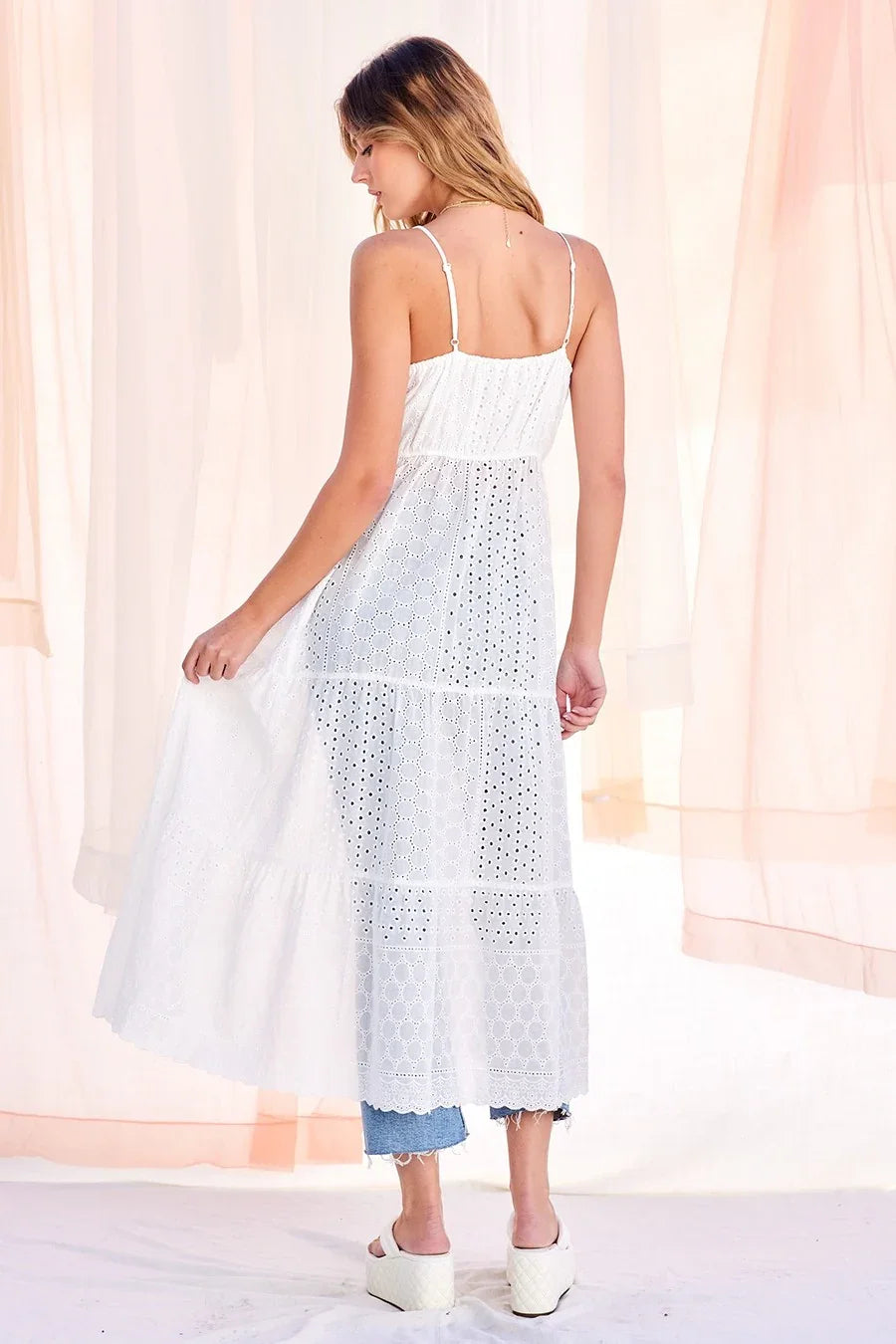 Eyelet Long Cami top
