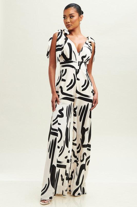 BRUSH STROKES TIES JUMPSUIT - PRIVILEGE 