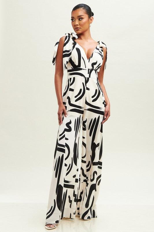 BRUSH STROKES TIES JUMPSUIT - PRIVILEGE 