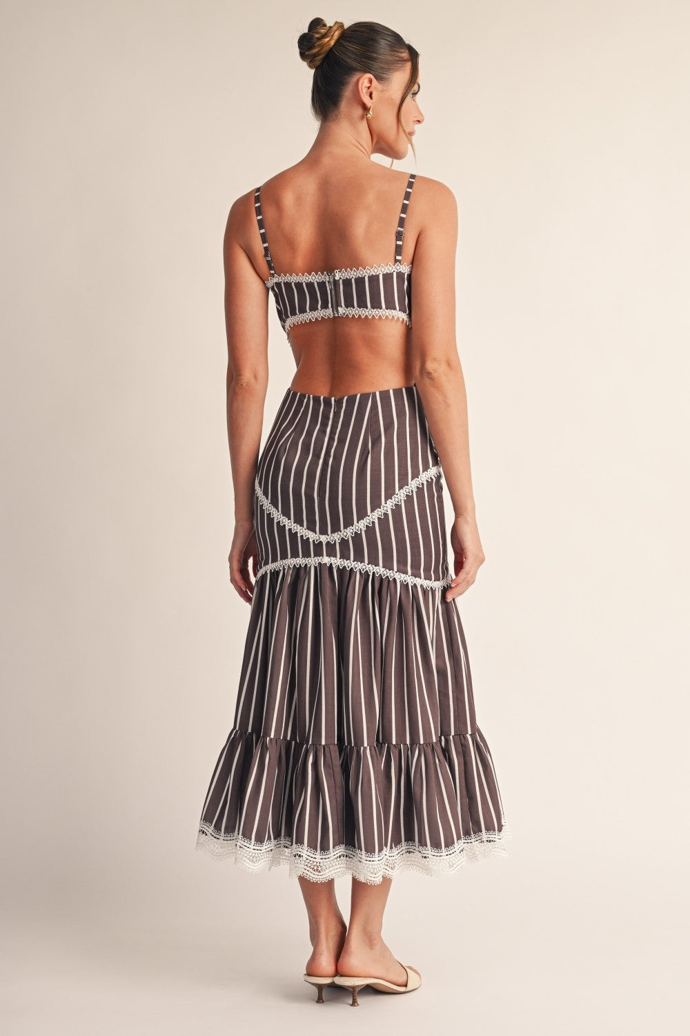 Lalai Stripe Mermaid Open Back Maxi Dress