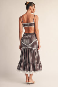 Lalai Stripe Mermaid Open Back Maxi Dress