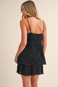LINEN LAYERED TWO PIECE SET WITH FISHNET