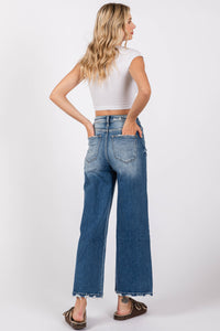 Wide Destroyed High Rise Relaxed Cropped Wide Leg Jeans