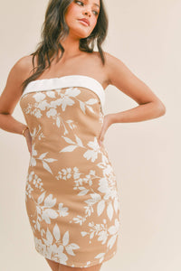 FLORAL PRINT BODYCON TUBE MINI DRESS