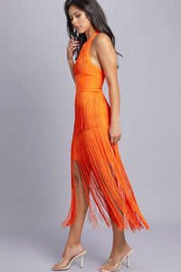 Halter Fringe Mini Dress