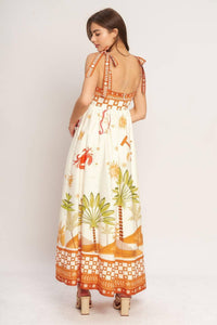 Ivory Multi Printed Woven Maxi Dress