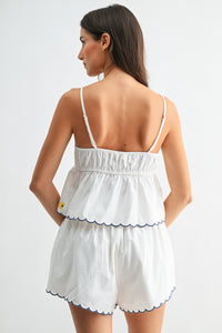 Embroidered Floral Two-piece Cotton Matching Set