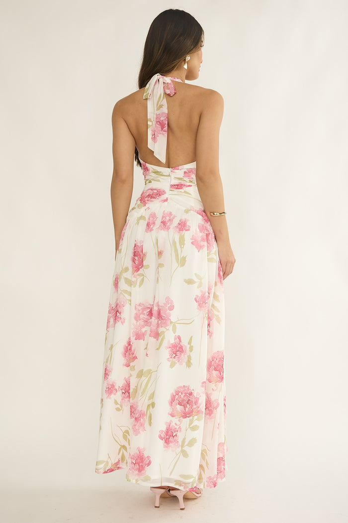 Halter Ruffle Elegance Maxi Dress