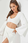 Knit long  top with rhinestone deatil and maxi skirt with rhinestone detail - PRIVILEGE 