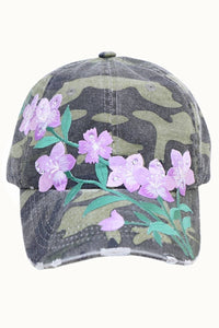 Floral Embroidered & Bejeweled Trucker Cap, Adjustable