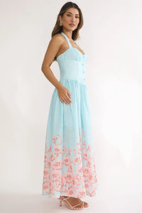 Sweetheart Floral Halter Maxi Dress