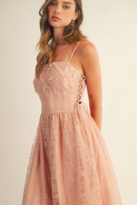 Lace Side-Tie Midi Dress