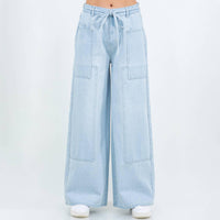 Light Blue Patchwork Wide Leg Jeans – Junior Fit